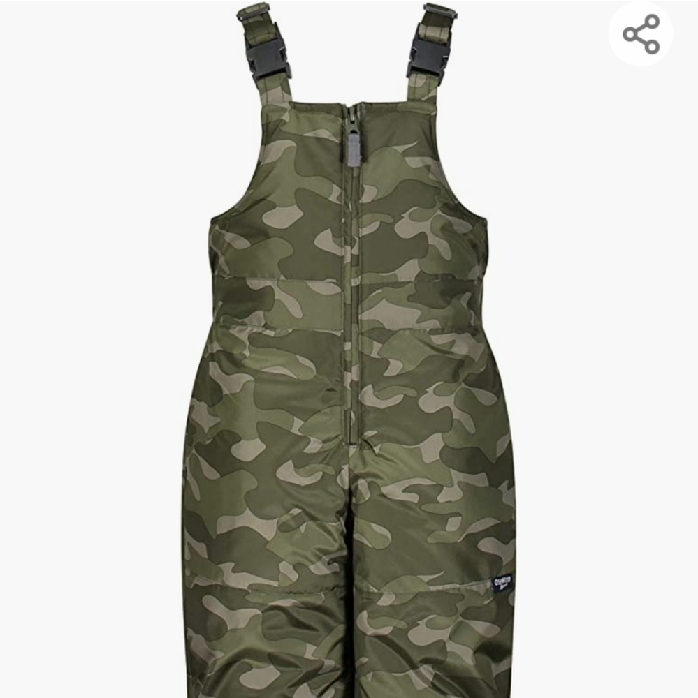 🆕Oshkosh | Kids Camoflauge Bib Overalls Puffer Snow Suit Overalls Size 2T